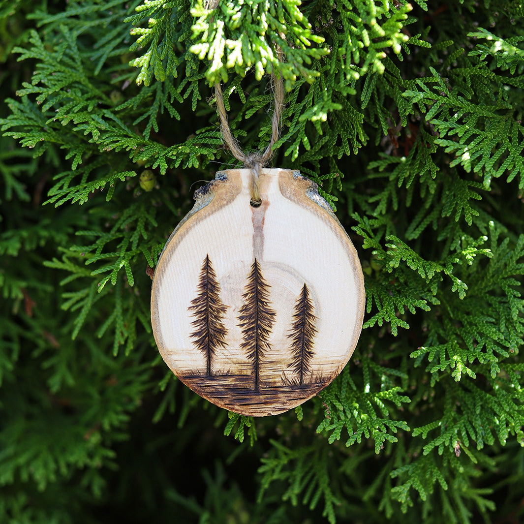 Pine Tree Aspen Wood Christmas Ornament