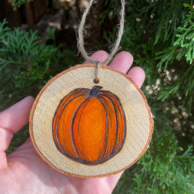 Pumpkin Wood Ornament by Green Artist Designs