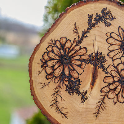 Pyrography Floral Art by Green Artist