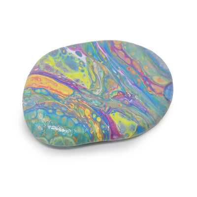 Colorful Rain Painted Rock by Green Artist Designs