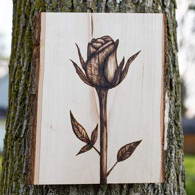 Rose Wood Burning by Green Artist Designs