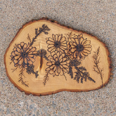 Flower Pyrography Sign By Green Artist