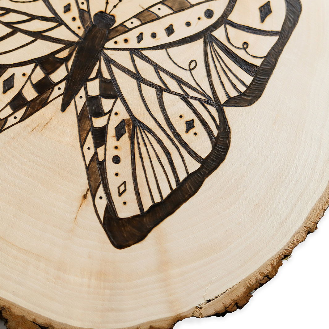 Round Butterfly Wood Burning - Pyrography Art – Green Artist Designs