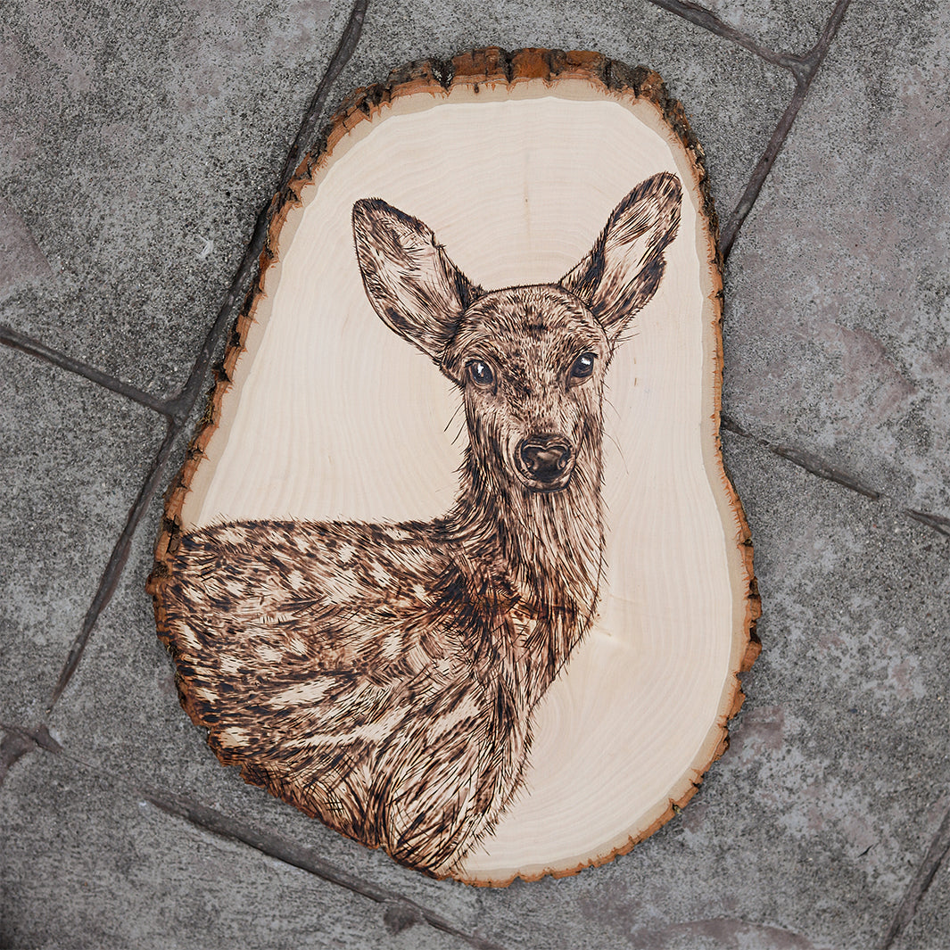 Wood Burned Deer Sign | Wood Burning Artwork – Green Artist Designs