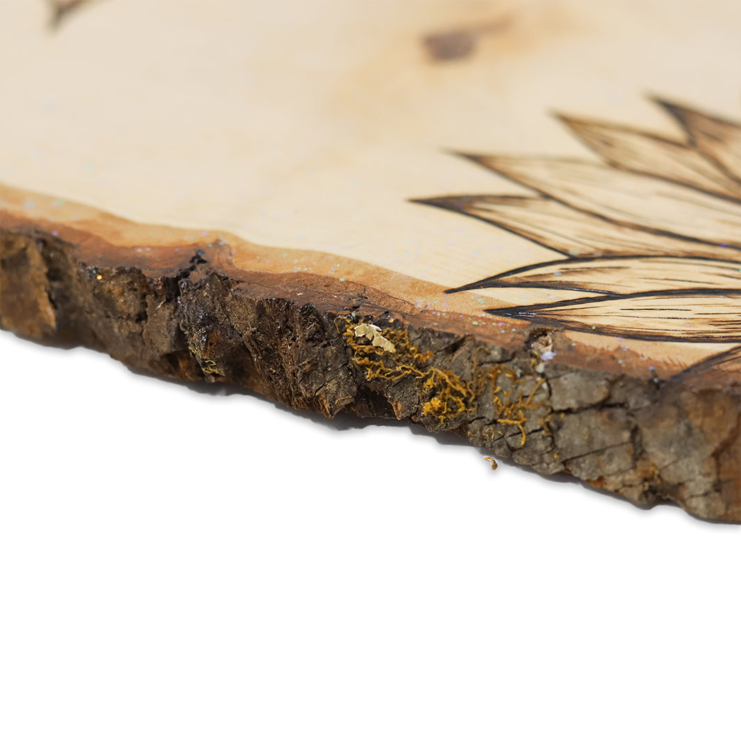 Double Sunflower Wood Burned Sign | Original Pyrography Art – Green ...