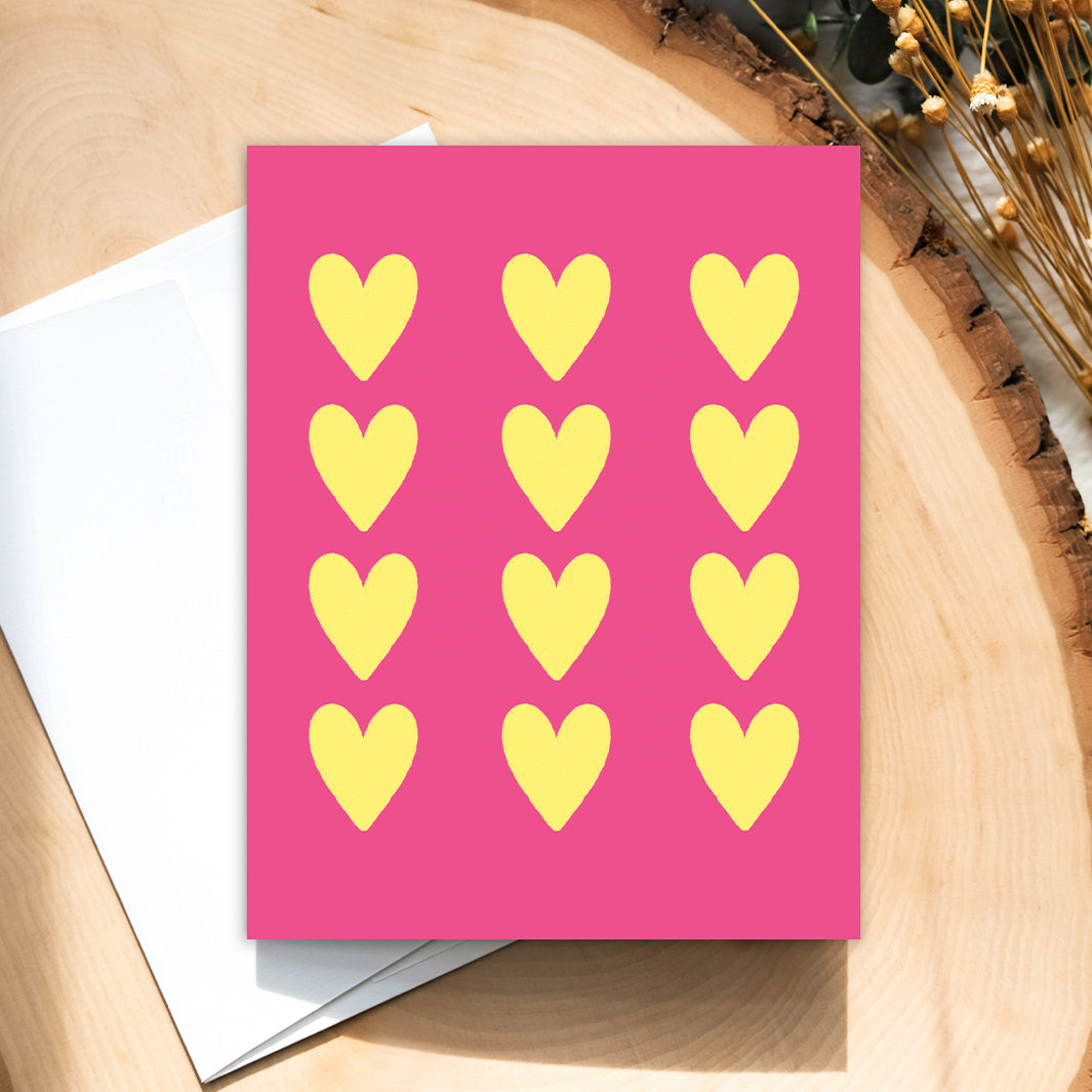 Yellow Heart Pattern Greeting Card